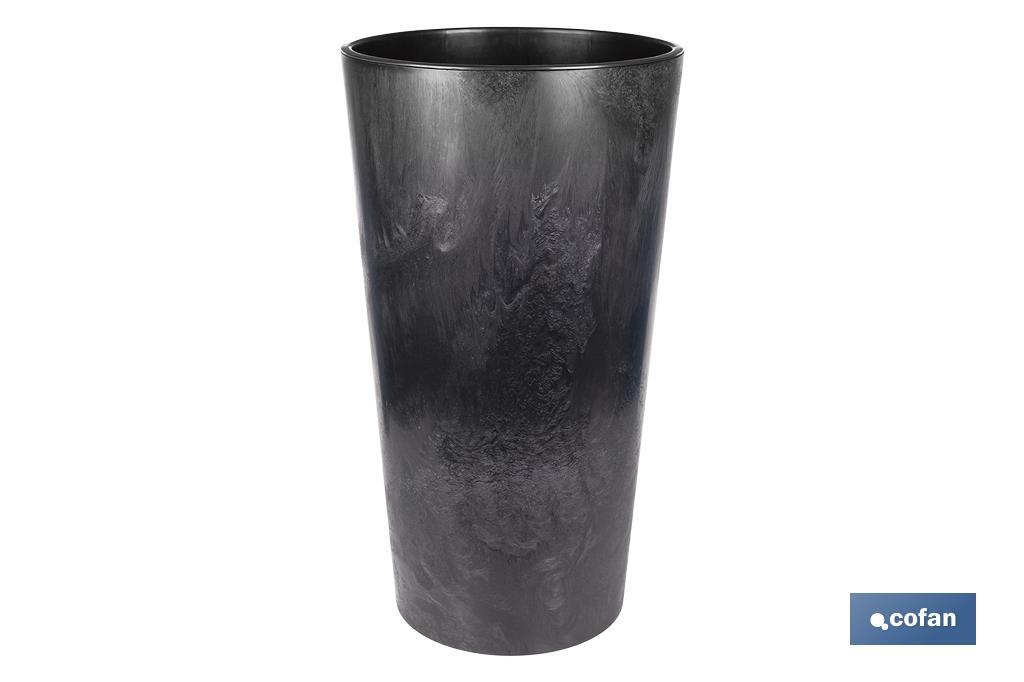 Maceteros cónicos decorativos con depósito | Color: negro | Resistentes para los UV | Material: polipropileno | Disponibles en diferentes medidas - Cofan