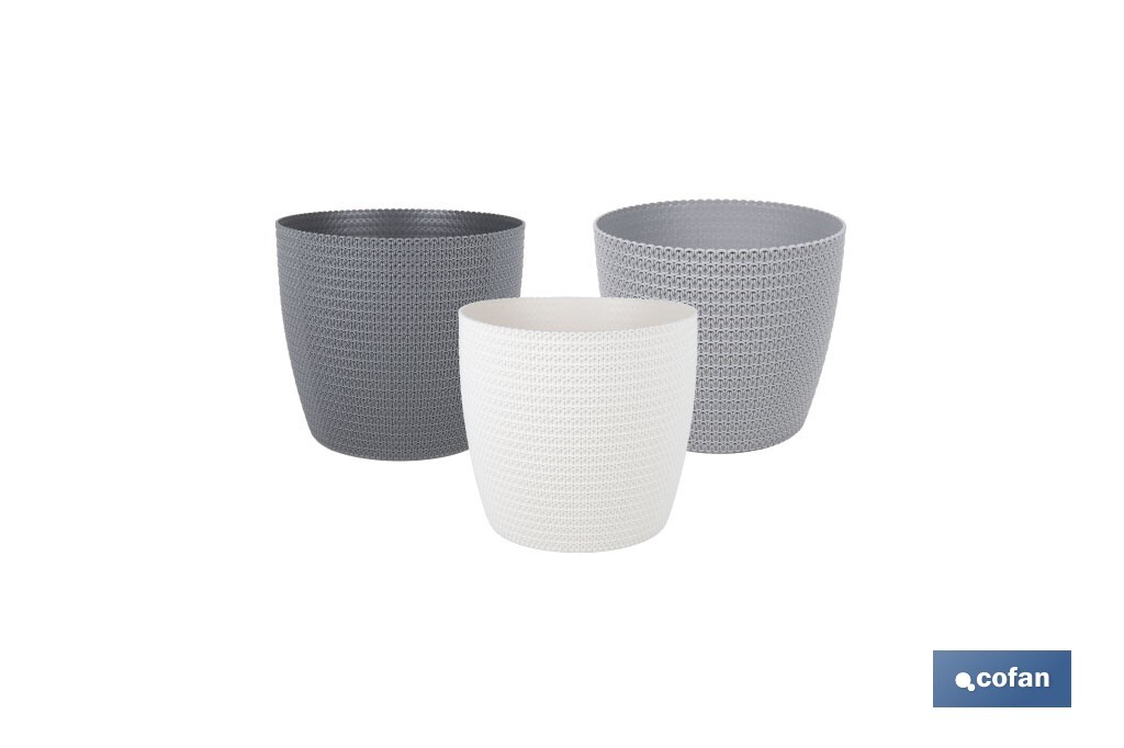 Decorative planters with woven design | UV resistant | Material: polypropylene | Available in different size and colours - Cofan