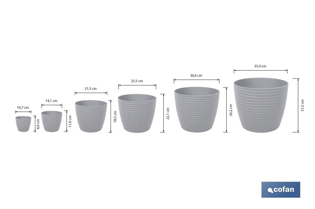 Decorative planters with woven design | UV resistant | Material: polypropylene | Available in different size and colours - Cofan