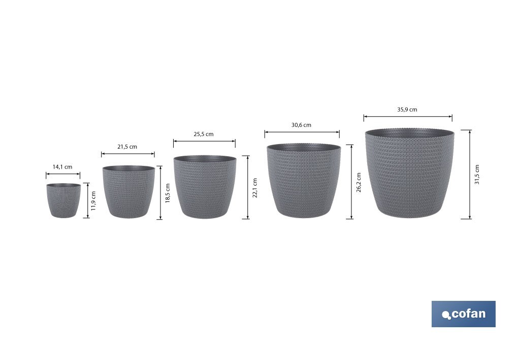 Decorative planters with woven design | UV resistant | Material: polypropylene | Available in different size and colours - Cofan