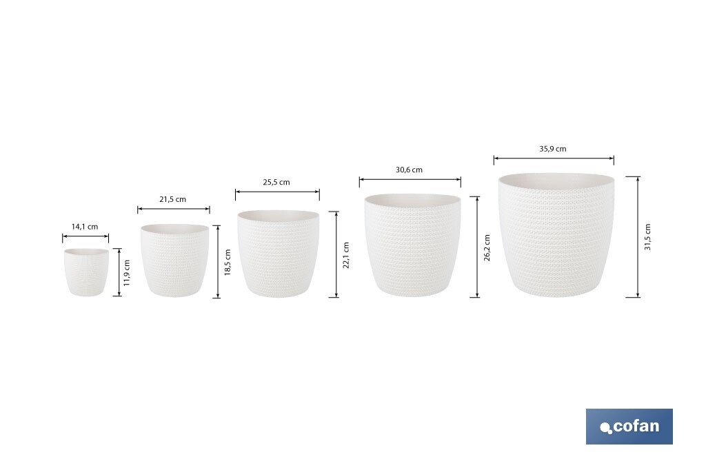 Decorative planters with woven design | UV resistant | Material: polypropylene | Available in different size and colours - Cofan