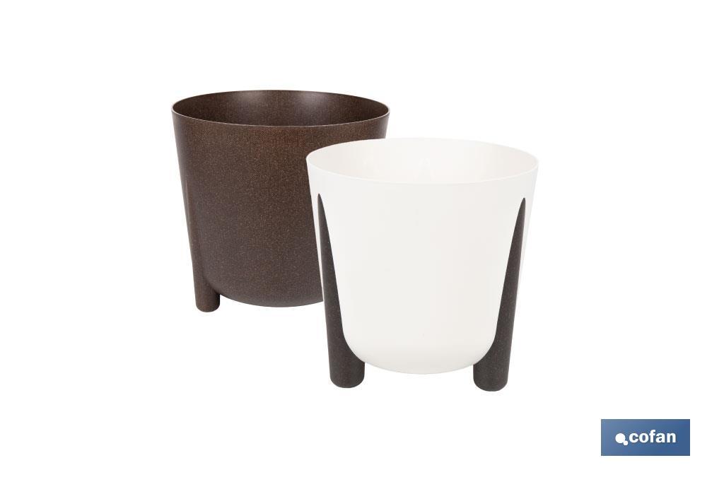 Decorative plant pots with legs | Drain plug included | Available in coffee and cream colours | Different sizes and capacities - Cofan