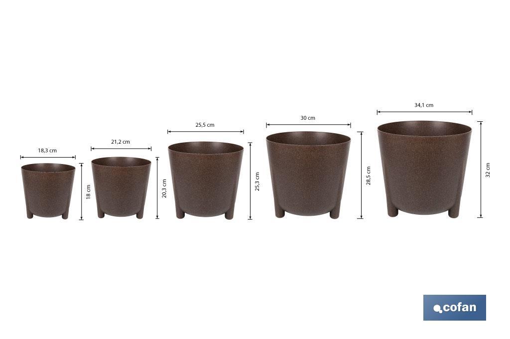 Decorative plant pots with legs | Drain plug included | Available in coffee and cream colours | Different sizes and capacities - Cofan
