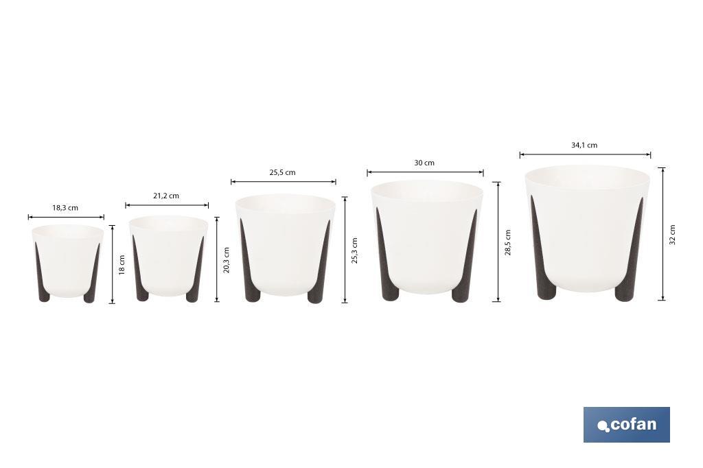 Decorative plant pots with legs | Drain plug included | Available in coffee and cream colours | Different sizes and capacities - Cofan