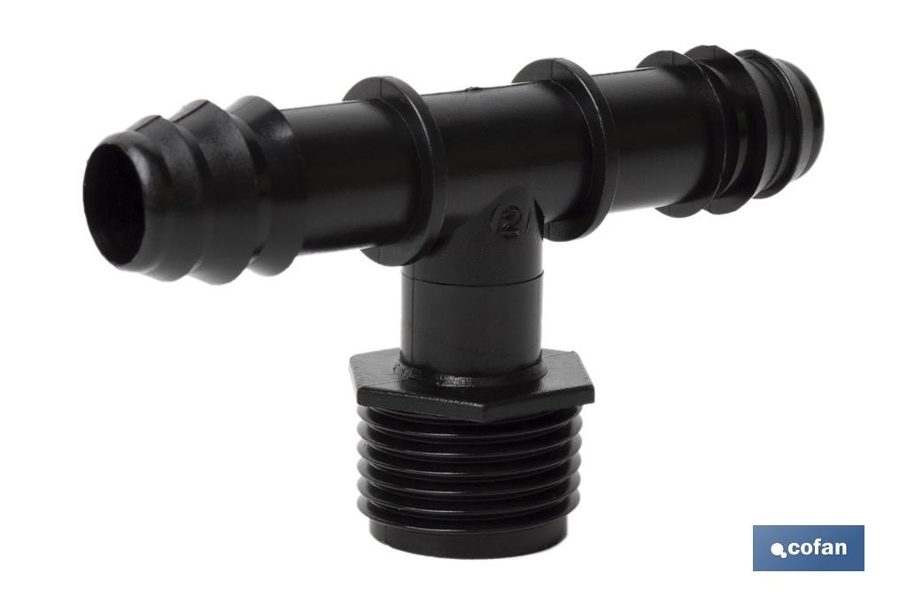 Branch tee hose connector | Thread: 1/2" | Essential irrigation accessory for any drip irrigation system installation - Cofan