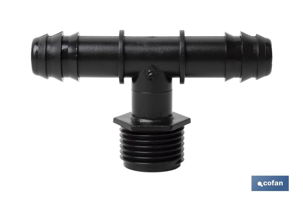 Branch tee hose connector | Thread: 1/2" | Essential irrigation accessory for any drip irrigation system installation - Cofan