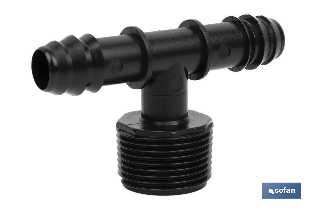 Branch tee hose connector | Thread: 3/4" | Essential irrigation accessory for any drip irrigation system installation - Cofan