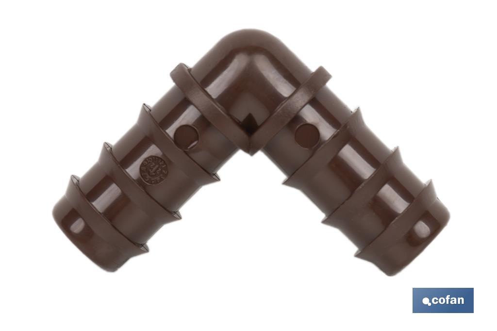 Elbow hose connector for drip irrigation | Recommended use for gardening and agricultural sectors - Cofan