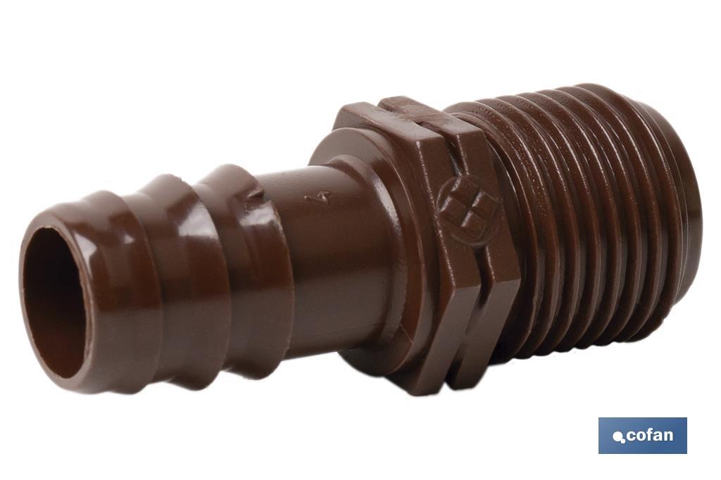 Thread pipe connector | Suitable for drip or sprinkling irrigation system | Thread: 3/4" - Cofan