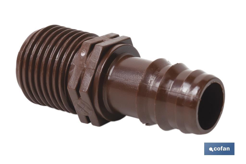 Thread pipe connector | Suitable for drip or sprinkling irrigation system | Thread: 3/4" - Cofan