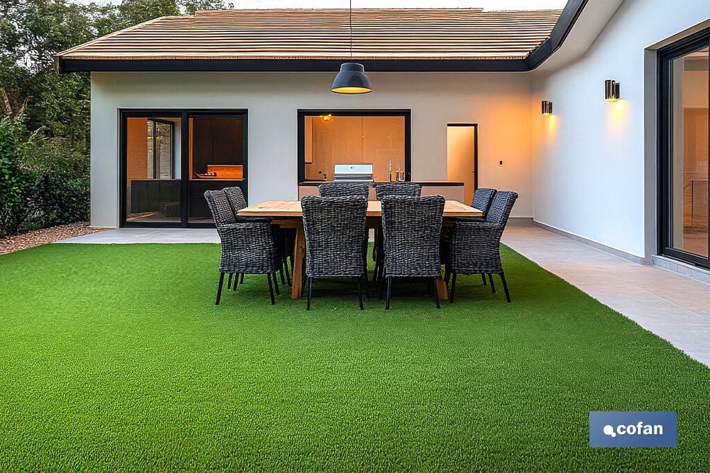 Césped artificial de 38 mm para terraza y jardín | Modelo acolchado, confortable y resistente | Ideal para exteriores y piscinas - Cofan