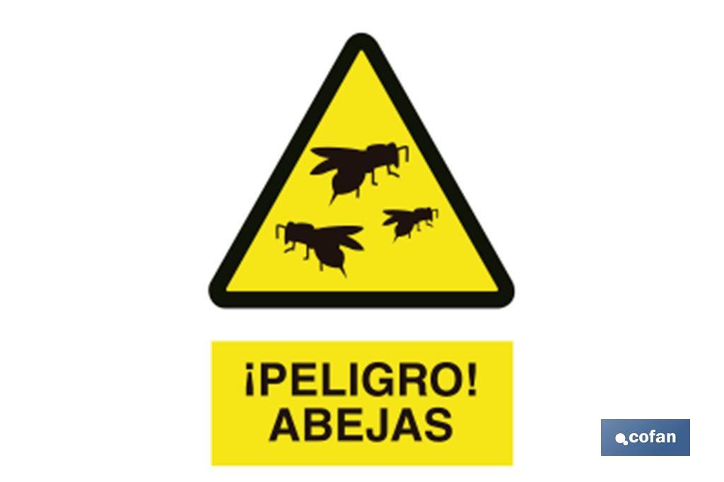 Peligro Abejas. El diseño de la señal puede variar, pero en ningún caso se variará el significado de la misma. - Cofan