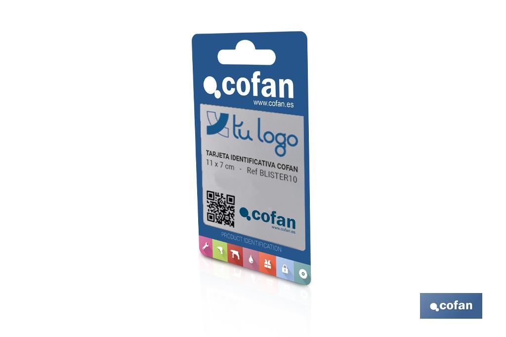 Blíster de cartón para identificar el producto en exposición - Cofan