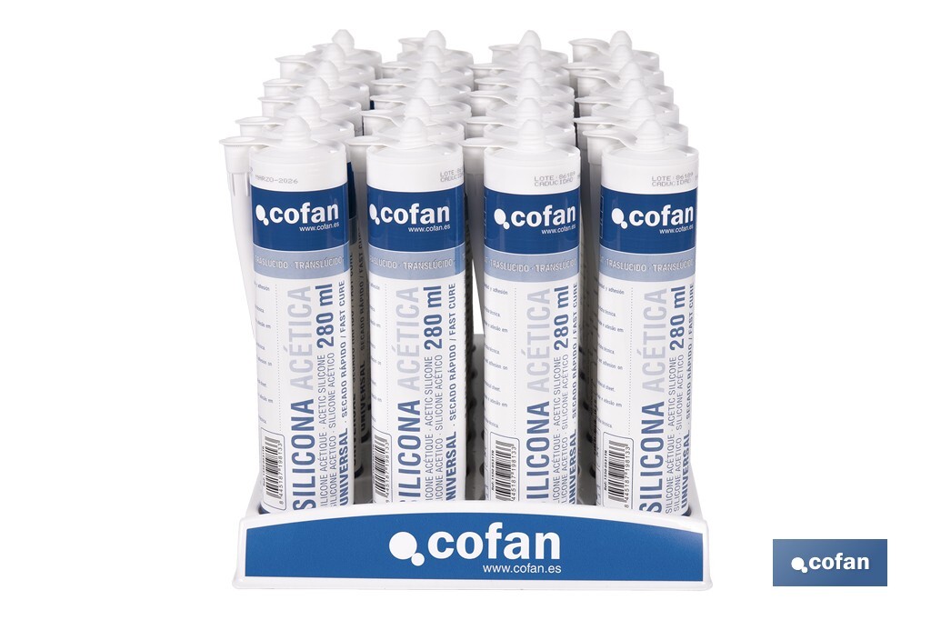 Expositor para 24 cartuchos de silicona | Ofrece una presentación ordenada y profesional de los cartuchos de silicona - Cofan