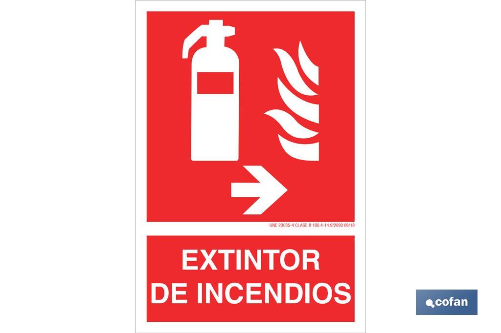 Extintor de incendios Pictograma + Texto - Cofan