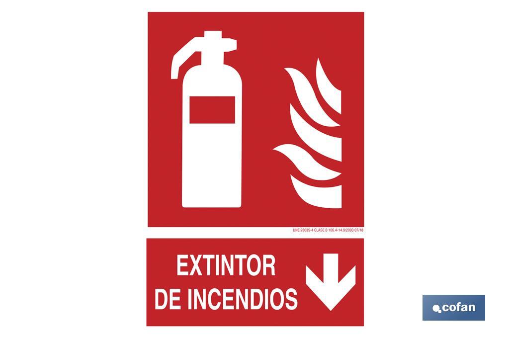 Extintor de incendios Pictograma + Texto - Cofan