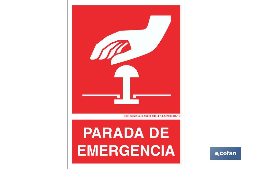 Parada de emergencia Pictograma + Texto - Cofan