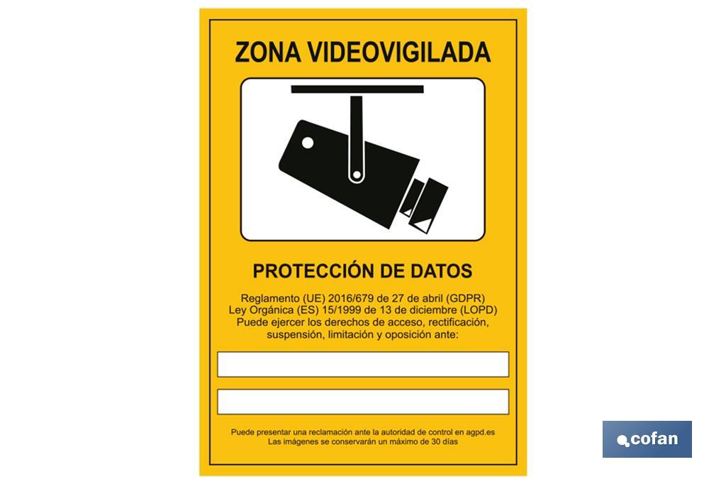 Señal de videovigilancia. El diseño de la señal puede variar, pero en ningún caso se variará el significado de la misma. - Cofan