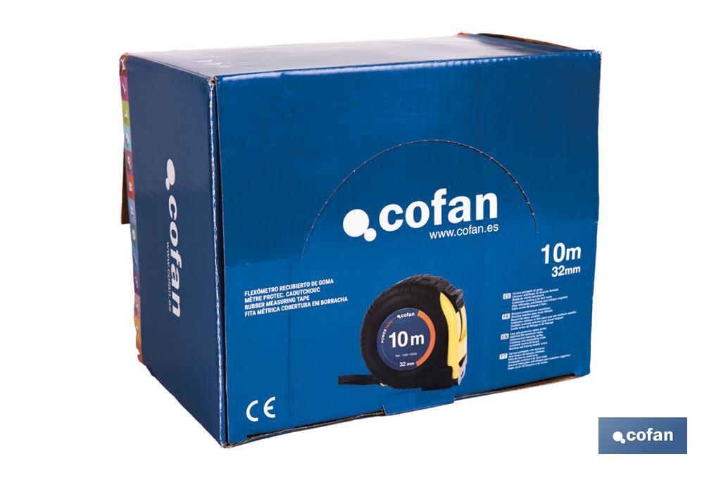 Expositor para flexómetros con protección de goma de Cofan | Incluyen los flexómetros | Varias medidas y capacidades - Cofan