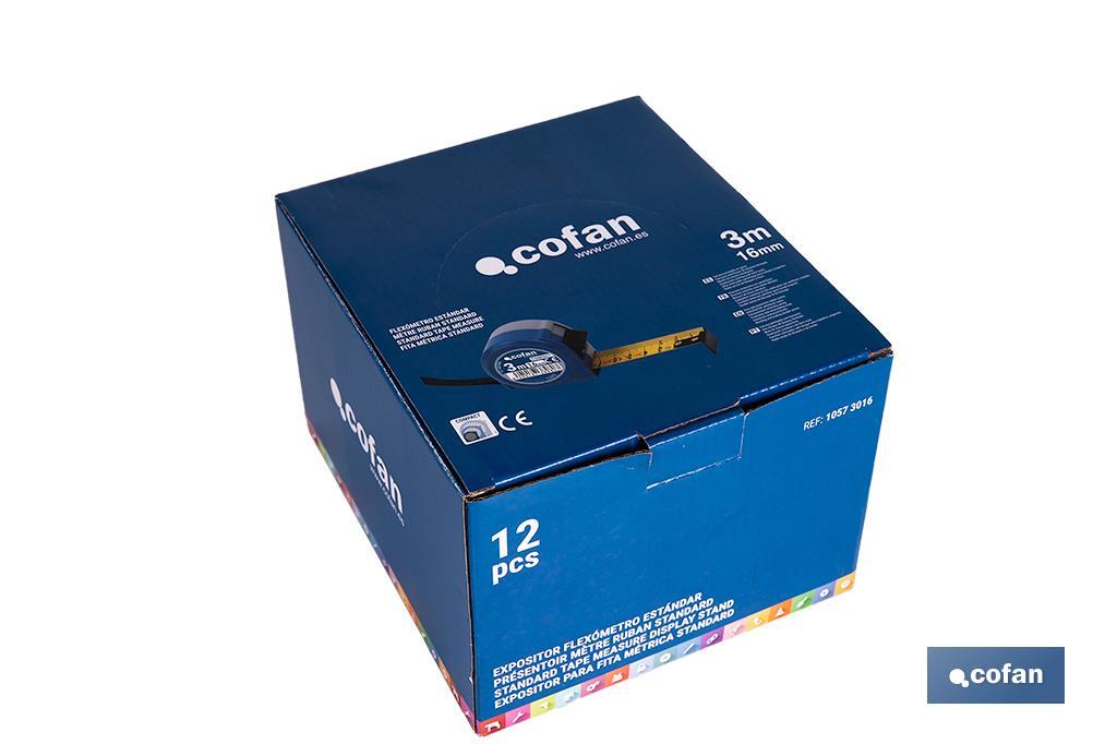 Expositor para flexómetros estándar con botón de bloqueo de Cofan | Incluyen los flexómetros | Varias medidas y capacidades - Cofan