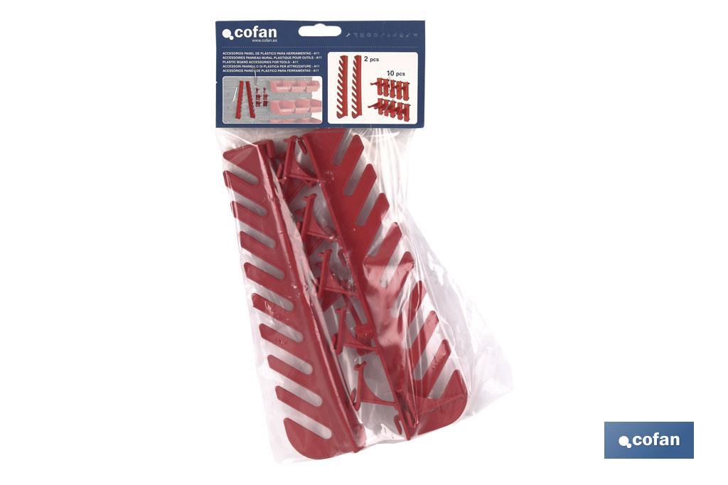 Set de 12 accesorios para panel de herramientas de PP| Fabricado en polipropileno resistente - Cofan
