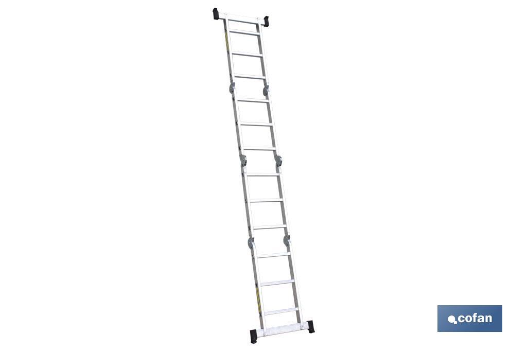 Multipurpose aluminium ladder | Available in 3.25 metres in length and 4 x 3 rungs | Complies with EN 131 and 150 kilograms - Cofan