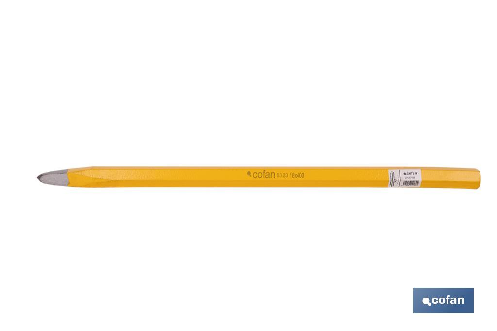 Point head chisel with hex shank | With no handle | Available in various sizes | Steel - Cofan