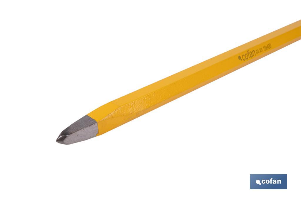 Point head chisel with hex shank | With no handle | Available in various sizes | Steel - Cofan