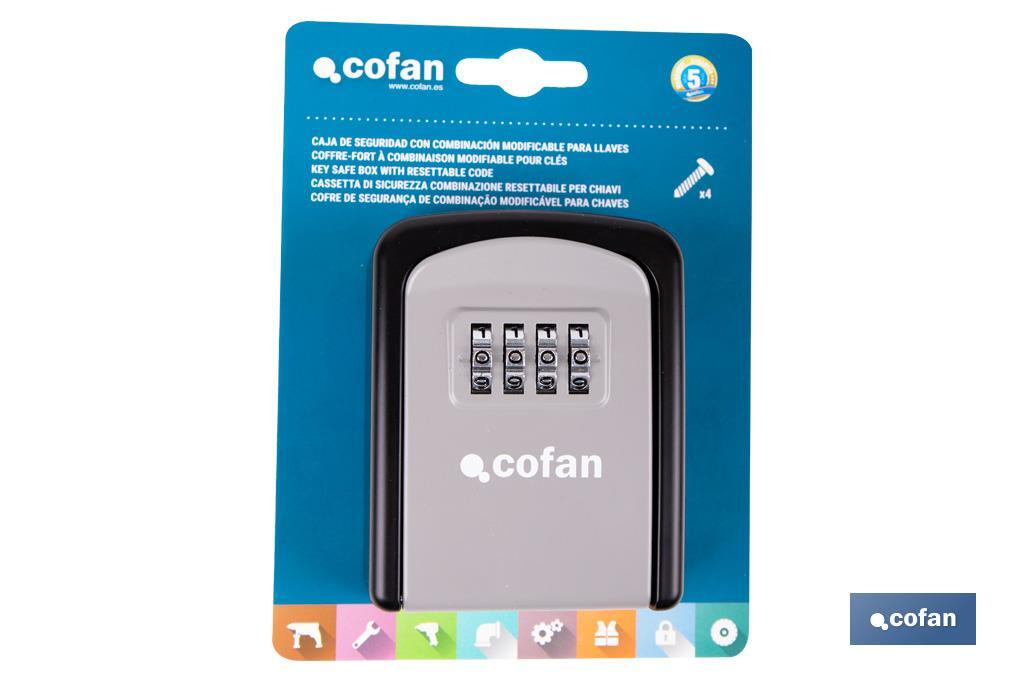 Caja de seguridad para llaves | Combinación de 4 dígitos modificable - Cofan