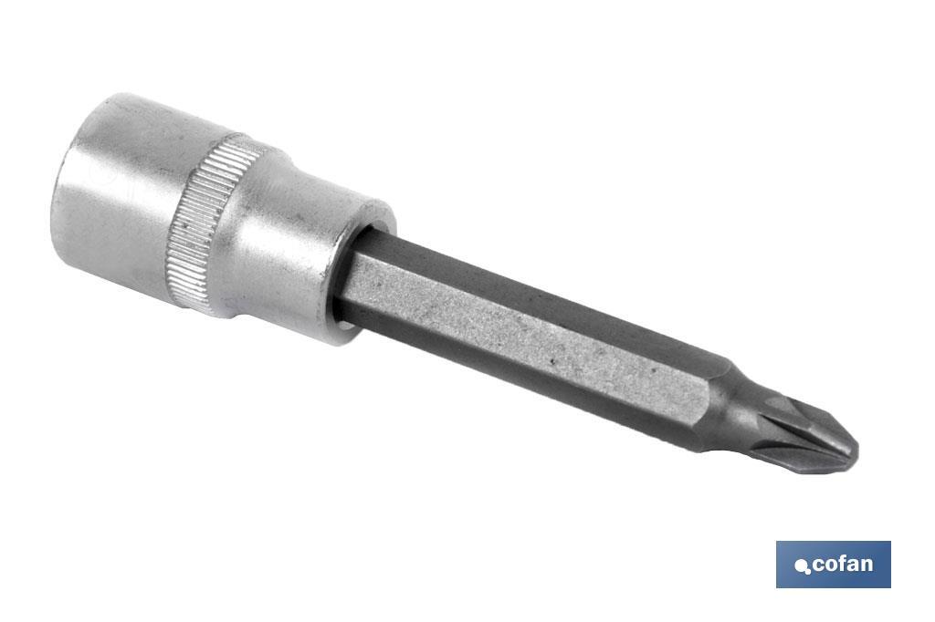 1/2" screwdriver bit socket | High-quality chrome-vanadium steel | With long Pozidriv 3 tip - Cofan