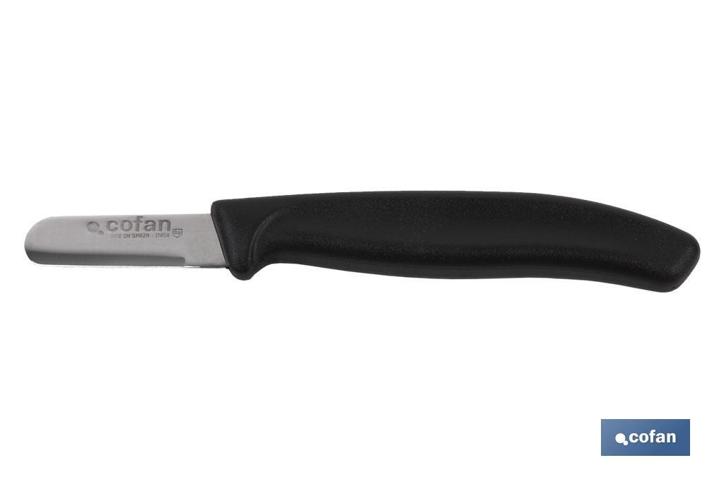 Couteau de Cueillette | Pack de 12 Unités | Pointe Ronde | Dimensions de la Lame 4,5 cm | Manche de Couleur Noire - Cofan