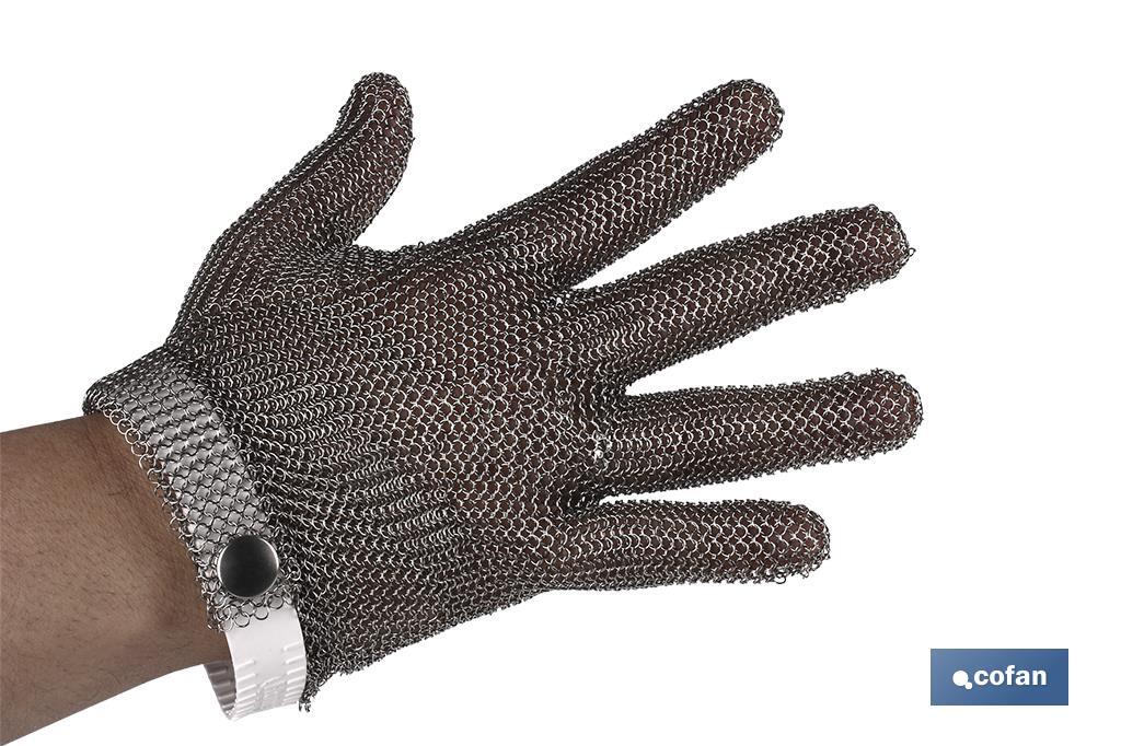 Gant anti-coupure | Maille Fabriquée en Acier Inox. | Gant en métal pour Travailler en Sécurité | Taille M, L et XL - Cofan