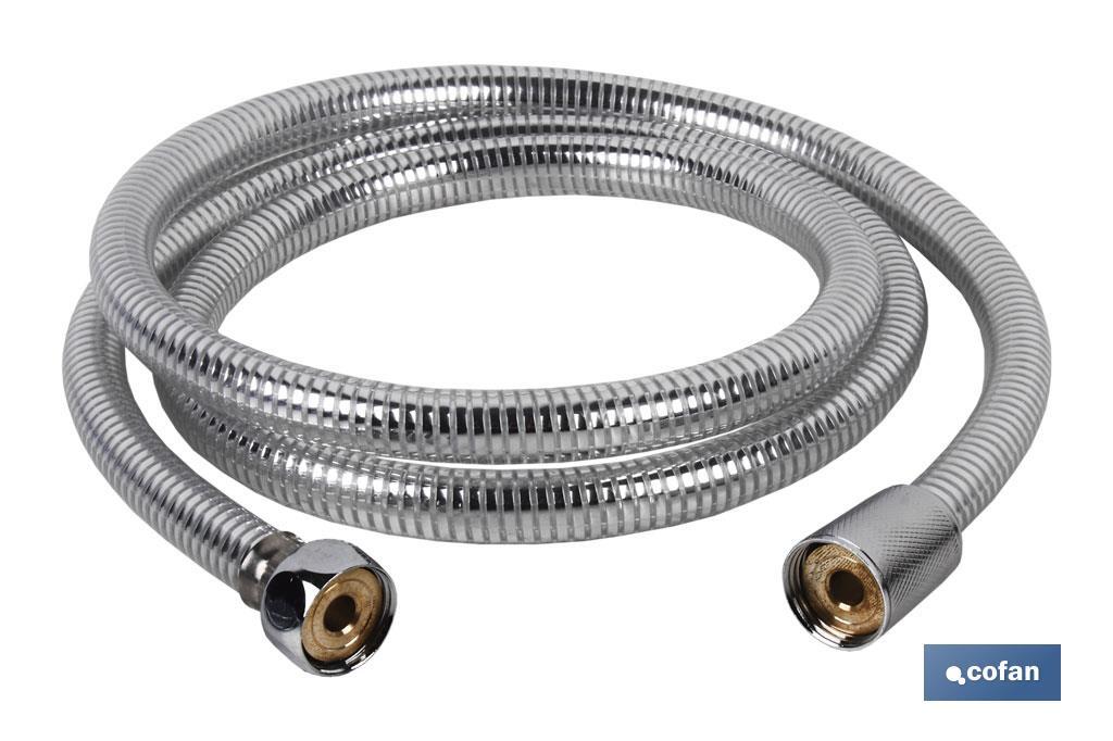 Shower hose | PVC | Silver Colour | Brass fittings | Length: 1.5 | Universal thread of 1/2" - Cofan