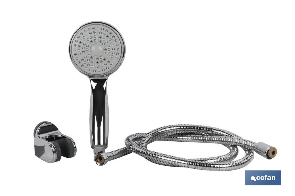 Kit de Douche | Avec 1 Fonction | Pommeau + Tuyau Flexible + Support | Fabriqué en ABS Chromé - Cofan