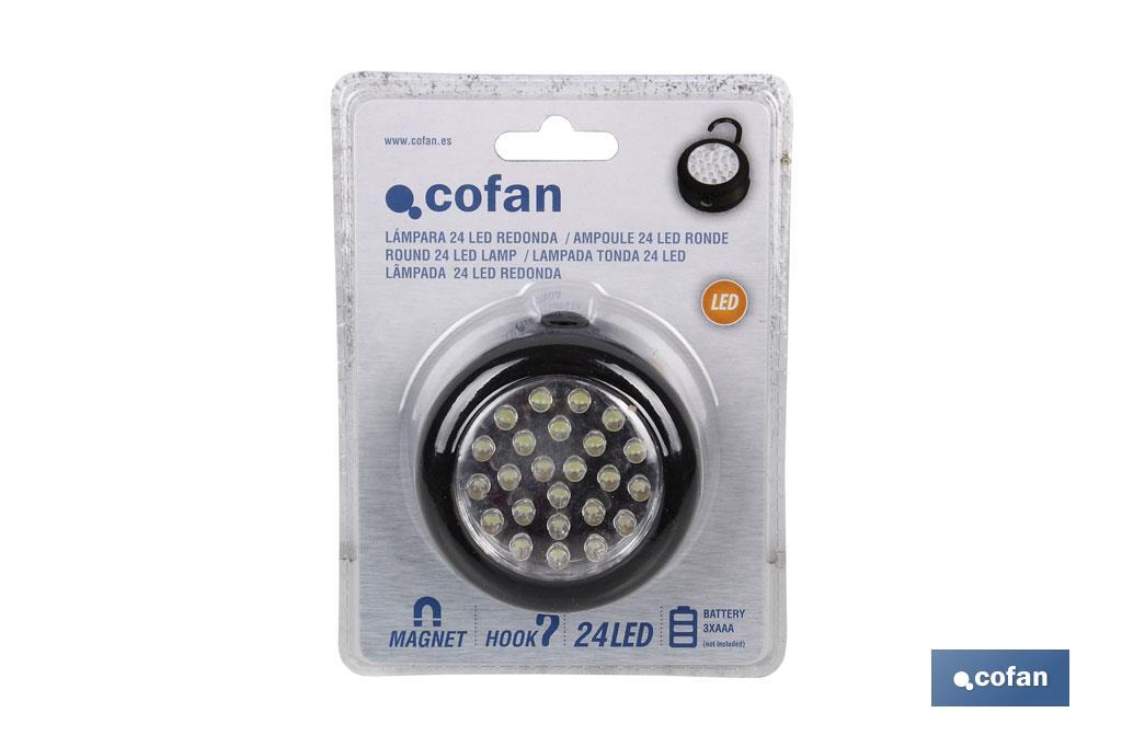 AMPOULE 24 LED RONDE AIMANT / CROCHET - Cofan