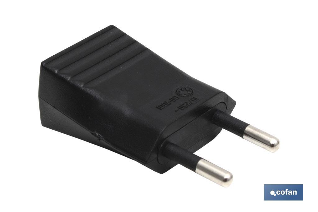 Two-pole plug | 10A - 250V | Black - Cofan