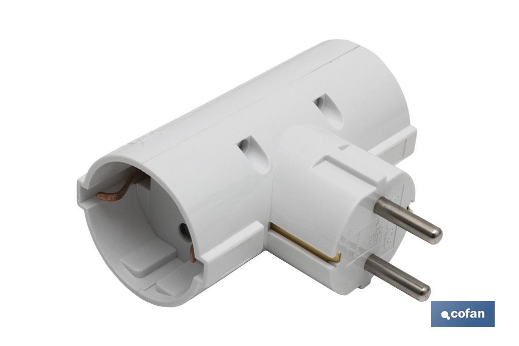 Adaptador doble Schuko 2P+T | Color Blanco | 16 A - 250 V - Cofan