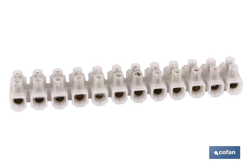 Terminal strip connector | 12-way terminals for cable of various sizes | White - Cofan