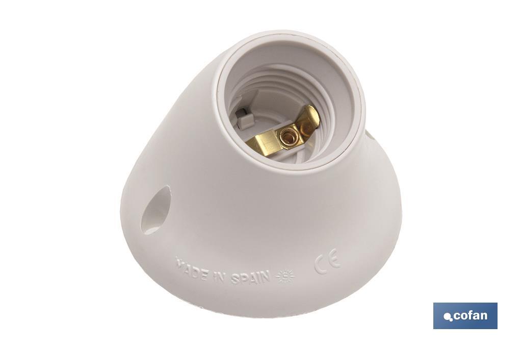 Thermoplastic E-27 Lamp-Holder of Surface | Curved Socket | White - Cofan