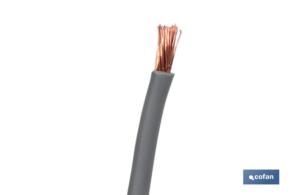 Rollo Cable Eléctrico H07V-K de 100 m | Sección de cable de varias medidas | Color: Gris - Cofan