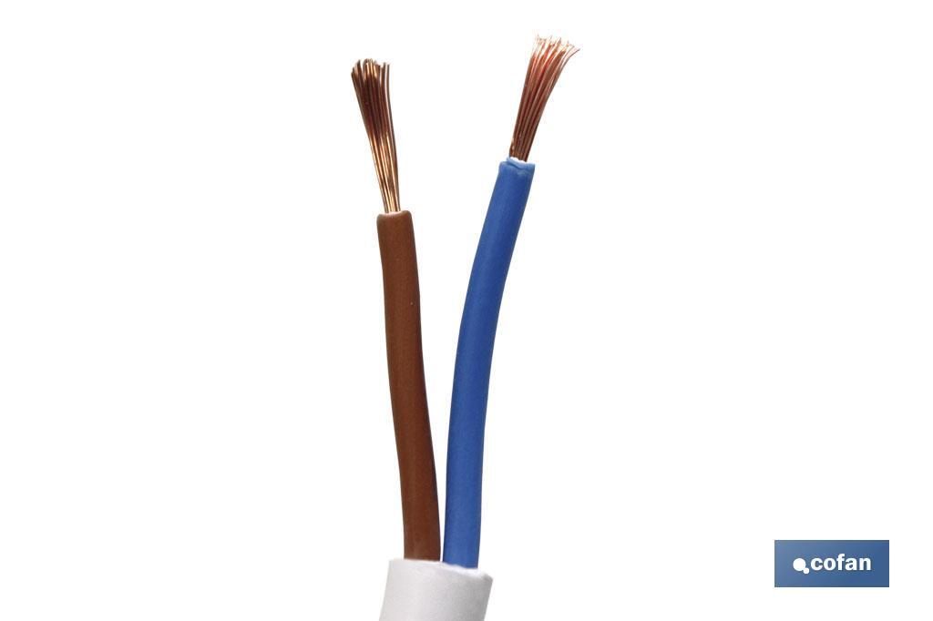 Rollo Cable Eléctrico de 100 m | PVC H05VV-F | Sección 2 x 1 mm2 | Color Blanco - Cofan