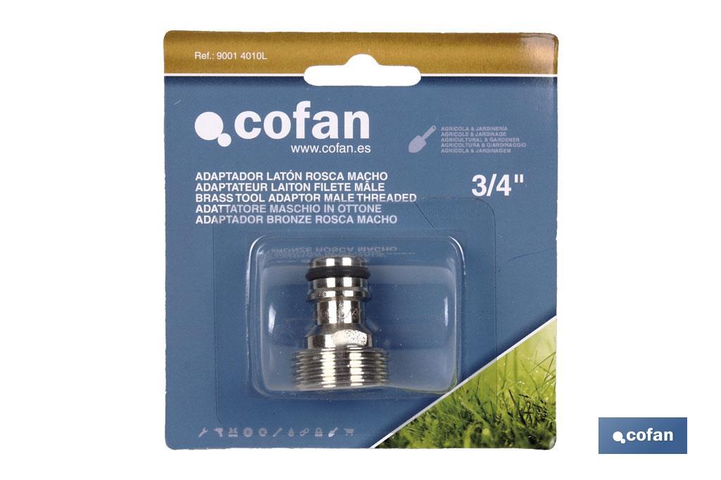 Brass fitting adaptor with 3/4-inch male thread | Suitable for hose | Ideal for gardening - Cofan
