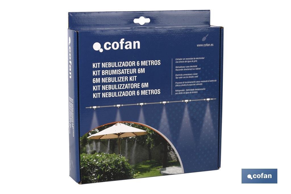 Kit di nebulizzazione dell'acqua | 6 metri | Ha 3 nebulizzatori | Ideale per balconi e giardini - Cofan