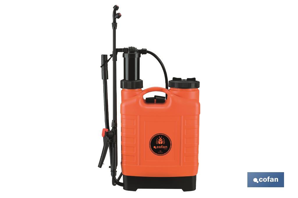 Pulvérisateur dorsal manuel | Capacité : 12 litres | Couleur : orange/noir - Cofan