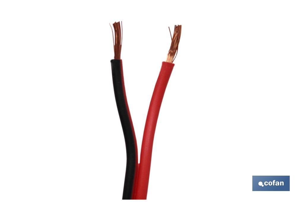 Rollo Cable Eléctrico de 100 m | Paralelo | Sección de cable en dos Medidas | Color Negro y Rojo - Cofan