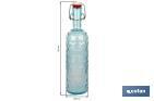 Botella de vidrio azul transparente con cierre de estribo | Capacidad de 1 litro - Cofan