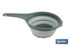 Pack of collapsible funnel and strainer with handle and 0.6-litre capacity | Colour: green | Space saving and easy storage - Cofan
