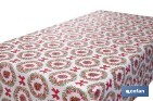 ROLLO DE MANTEL RESINADO ANTIMANCHAS CON LAZOS Y PIÑAS | MATERIALES: 75 % ALGODÓN Y 25 % POLIÉSTER | DISEÑO NAVIDEÑO, FÁCIL DE LIMPIAR