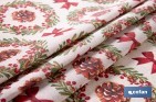 Rollo de mantel resinado antimanchas con lazos y piñas | Materiales: 75 % algodón y 25 % poliéster | Diseño navideño, fácil de limpiar - Cofan