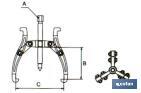 Estrattore con 3 griffe snodate reversibili | Diametro: da 3" a 12" | Apertura: da 15 - 80 mm a 50 - 317 mm - Cofan